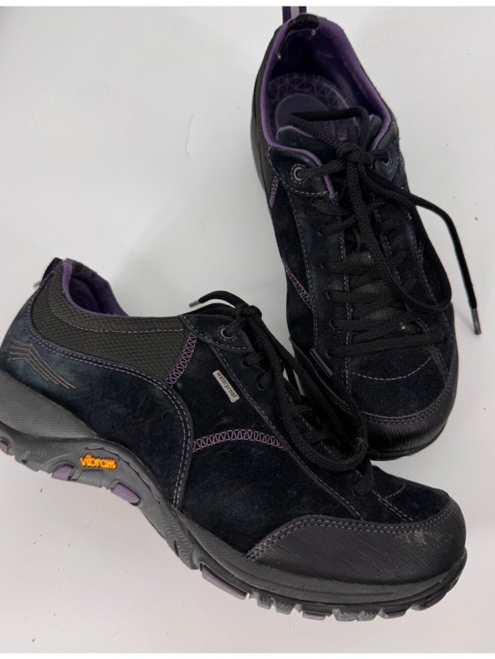 Dansko Womens Black & Purple Paisley Waterproof Hiking Shoes Size 40 Vibram Sole